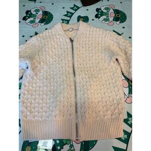 Gap Men Medium Cable Knit Full Zip Cardigan Sweater Cream Ivory Honeycomb